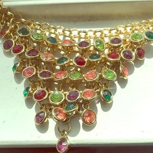 Beautiful colored necklace with gold hardware.
